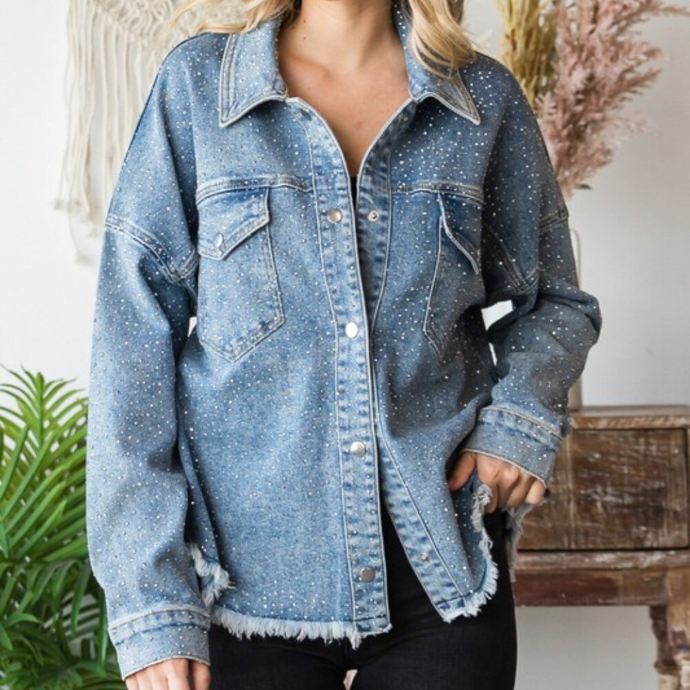 Veveret All Over Sparkle Denim Jacket